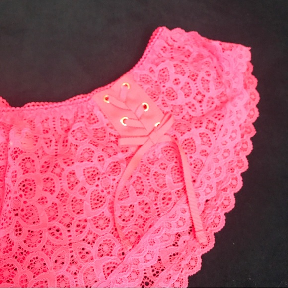 Victoria's Secret panties / Shortie ~ Minishort / Crochet Lace / Neon Pink NEW M - Picture 5 of 5